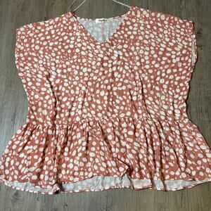 Women’s Haptics V-Neck Babydoll Top 3XL Dusty Pink Boho Y2K Lightweight